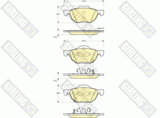 Kit de plaquettes de frein, frein à disque GIRLING 6133559