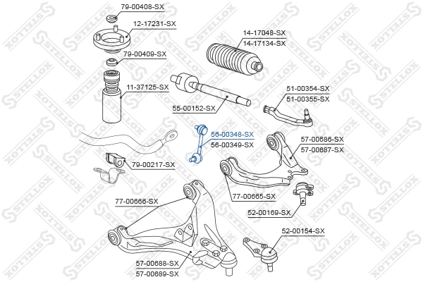 Entretoise/tige, stabilisateur STELLOX 56-00348-SX