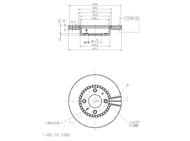 Disque de frein A.Z. Meisterteile AZMT-44-024-1520