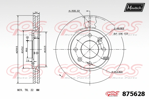 Disque de frein MAXTECH 875628