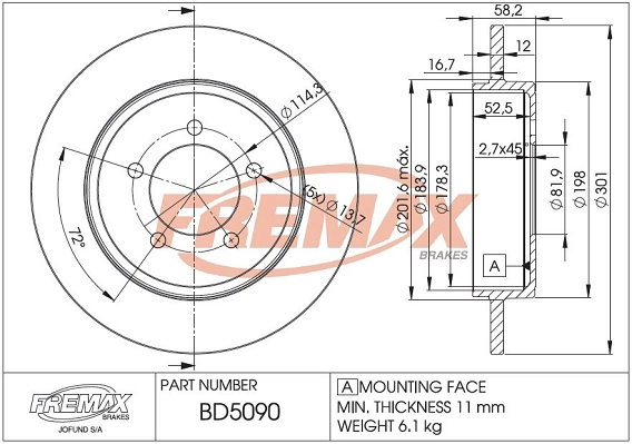 Disque de frein FREMAX BD-5090