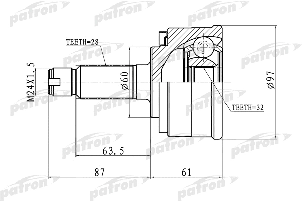 Jeu de joints, arbre de transmission PATRON PCV1076