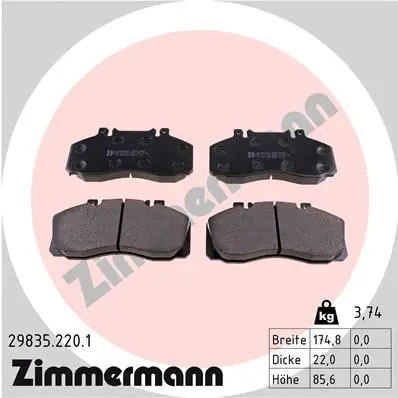 Kit de plaquettes de frein, frein à disque ZIMMERMANN 29835.220.1