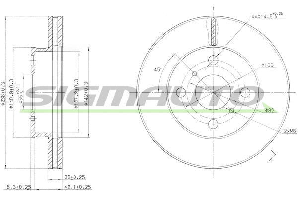 Disque de frein SIGMAUTO DBA417V