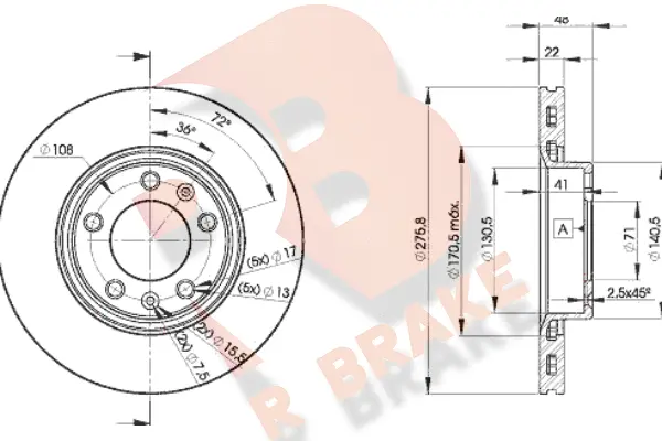 Disque de frein R BRAKE 78RBD27322