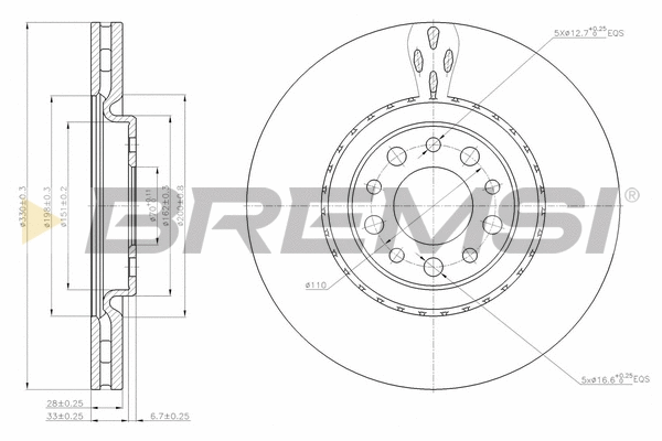 Disque de frein BREMSI CD7455V