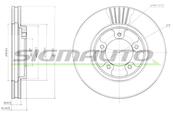 Disque de frein SIGMAUTO DBB039V