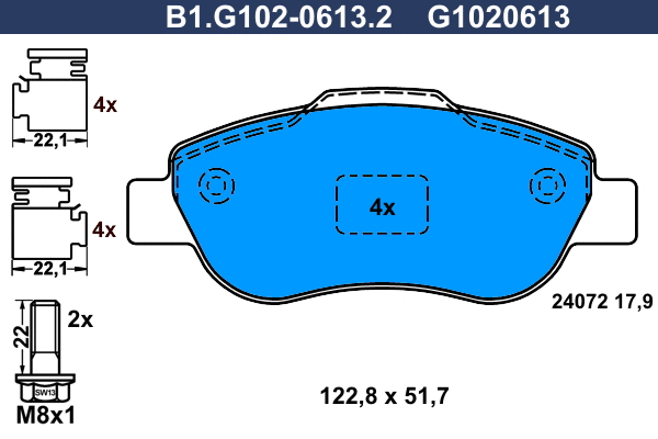 Kit de plaquettes de frein, frein à disque GALFER B1.G102-0613.2