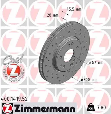 Disque de frein ZIMMERMANN 400.1419.52