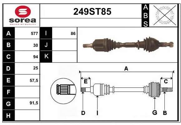 Arbre de transmission STARTCAR 249ST85