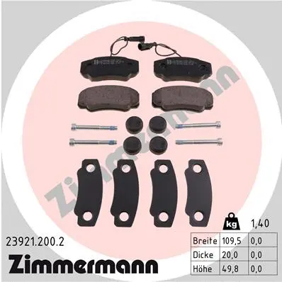 Kit de plaquettes de frein, frein à disque ZIMMERMANN 23921.200.2
