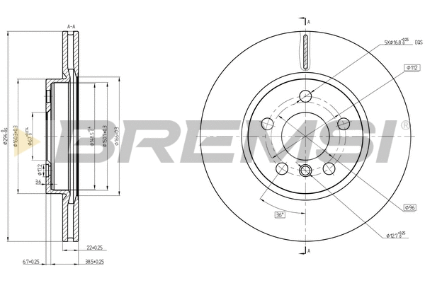 Disque de frein BREMSI CD8613V