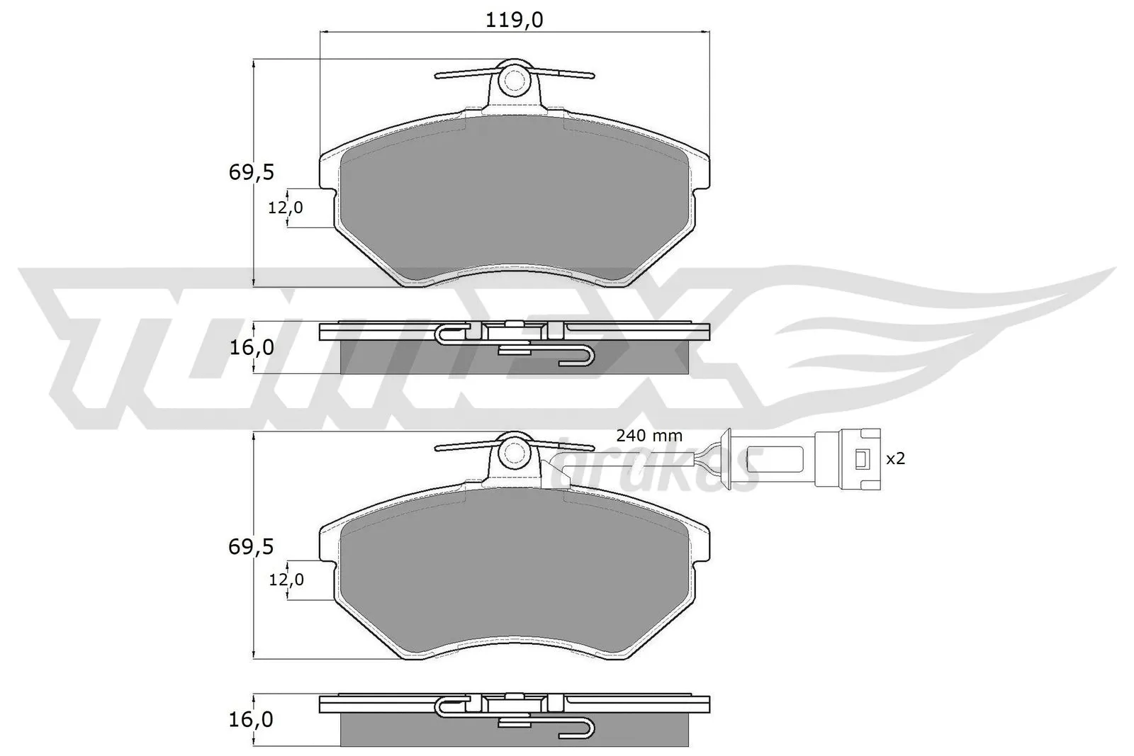 Kit de plaquettes de frein, frein à disque TOMEX Brakes TX 10-631