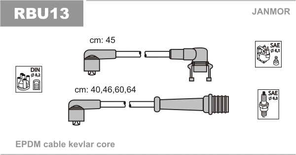 Kit de câbles d'allumage JANMOR RBU13