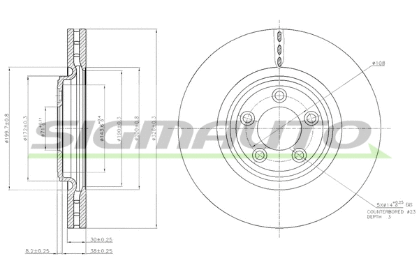 Disque de frein SIGMAUTO DBB702V