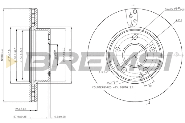 Disque de frein BREMSI CD7688V