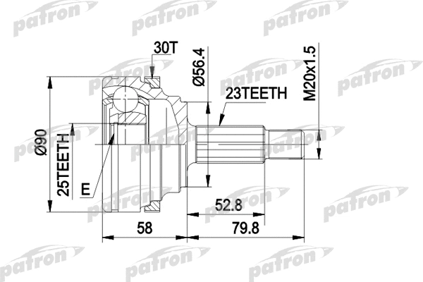 Jeu de joints, arbre de transmission PATRON PCV1336