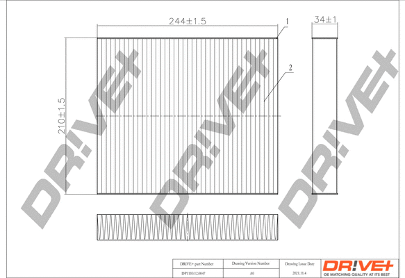 Filtre, air de l'habitacle Dr!ve+ DP1110.12.0047