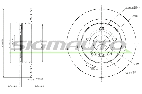 Disque de frein SIGMAUTO DBC612S