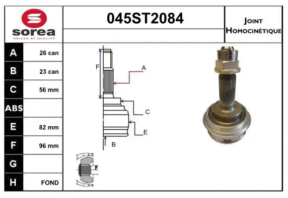 Jeu de joints, arbre de transmission STARTCAR 045ST2084