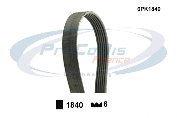 Courroie trapézoïdale à nervures PROCODIS FRANCE 6PK1840