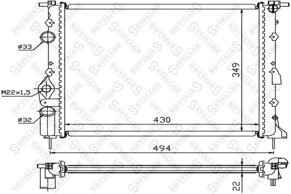 Radiateur, refroidissement du moteur STELLOX 10-25040-SX