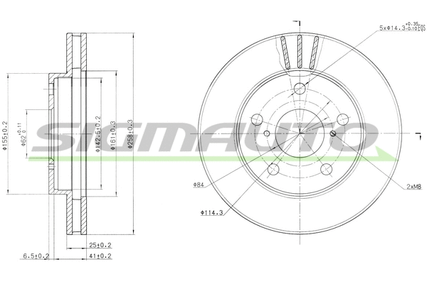 Disque de frein SIGMAUTO DBA505V