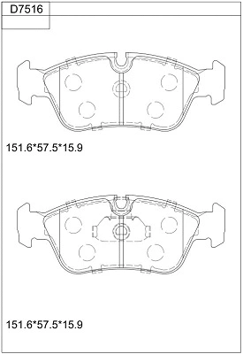 Kit de plaquettes de frein, frein à disque ASIMCO KD7516