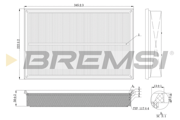 Filtre à air BREMSI FA2138