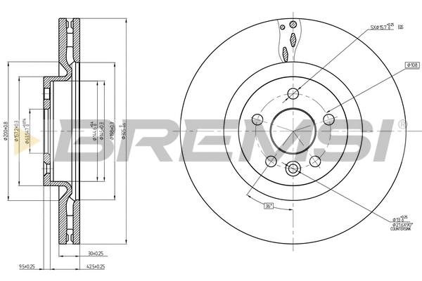 Disque de frein BREMSI CD8632V