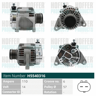 Alternateur HOFFER H5540316
