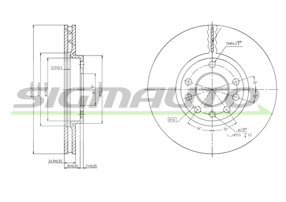 Disque de frein SIGMAUTO DBB191V