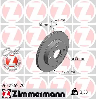 Disque de frein ZIMMERMANN 590.2565.20