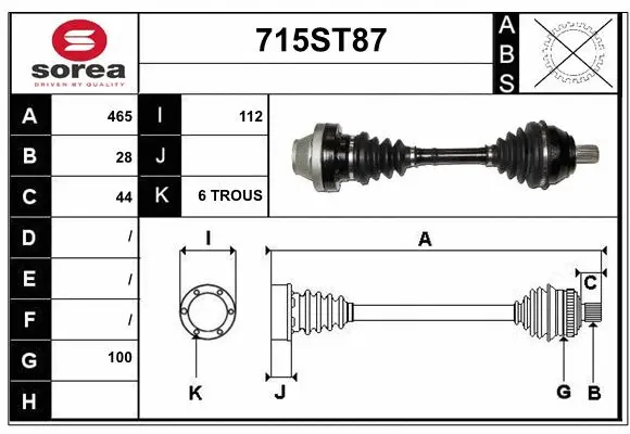Arbre de transmission STARTCAR 715ST87