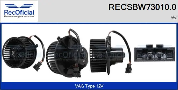 Pulseur d'air habitacle RECOFICIAL RECSBW73010.0