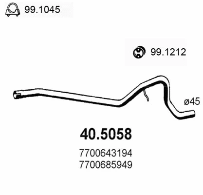 Tuyau d'échappement ASSO 40.5058
