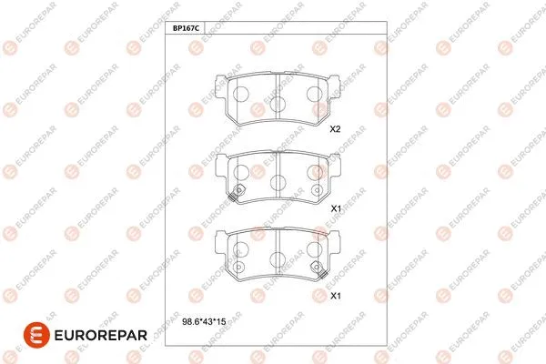 Kit de plaquettes de frein, frein à disque EUROREPAR 1681254080