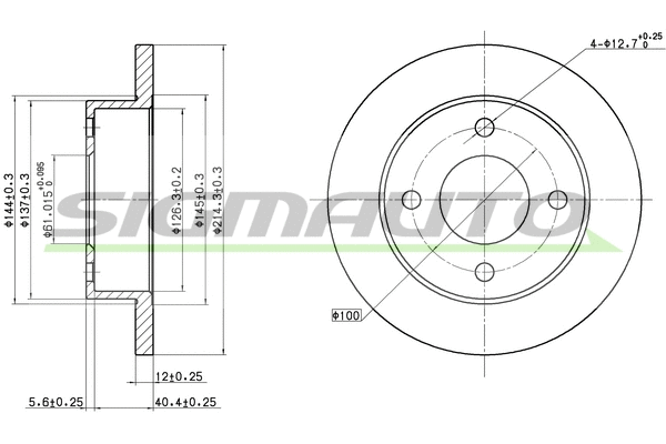 Disque de frein SIGMAUTO DBA381S
