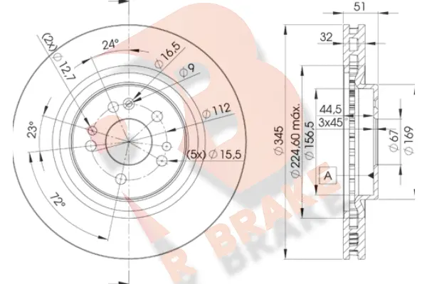 Disque de frein R BRAKE 78RBD23504