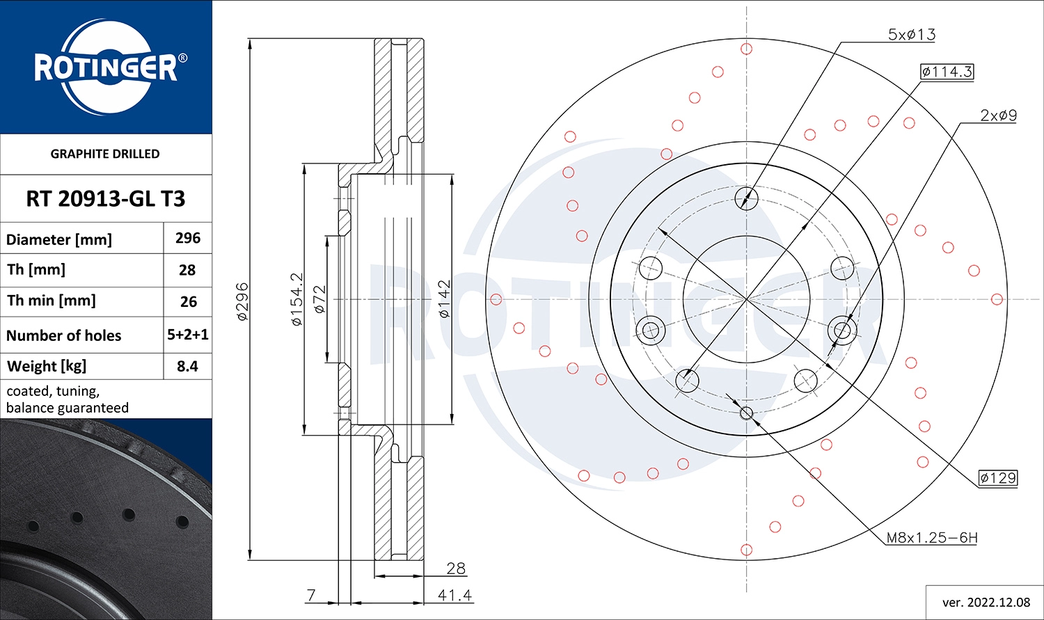 Disque de frein ROTINGER RT 20913-GL T3