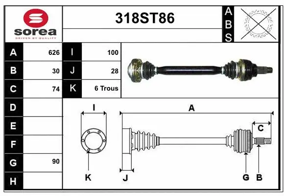 Arbre de transmission STARTCAR 318ST86
