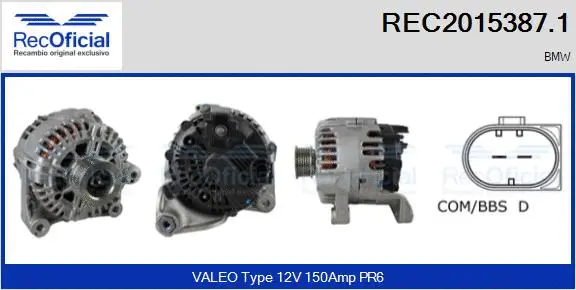 Alternateur RECOFICIAL REC2015387.1