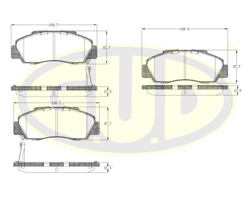Kit de plaquettes de frein, frein à disque G.U.D. GBP035102