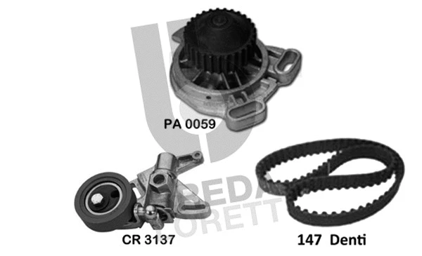 Pompe à eau + kit de courroie crantée BREDA LORETT KPA0284A