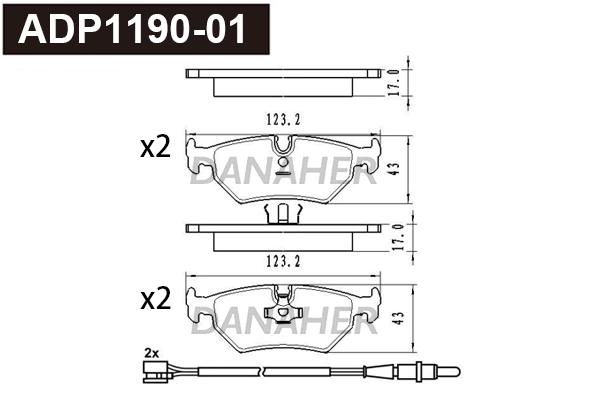 Kit de plaquettes de frein, frein à disque DANAHER ADP1190-01