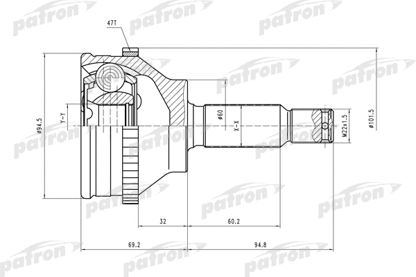 Jeu de joints, arbre de transmission PATRON PCV2066