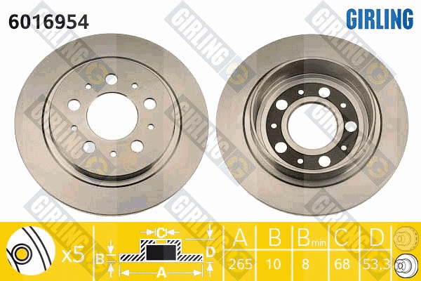 Disque de frein GIRLING 6016954