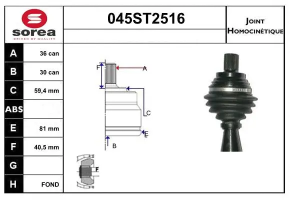 Jeu de joints, arbre de transmission STARTCAR 045ST2516