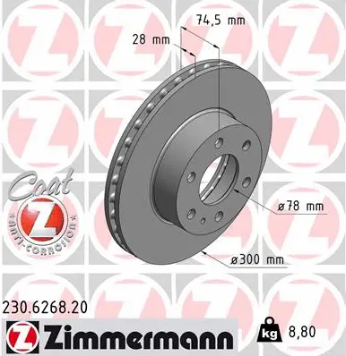 Disque de frein ZIMMERMANN 230.6268.20