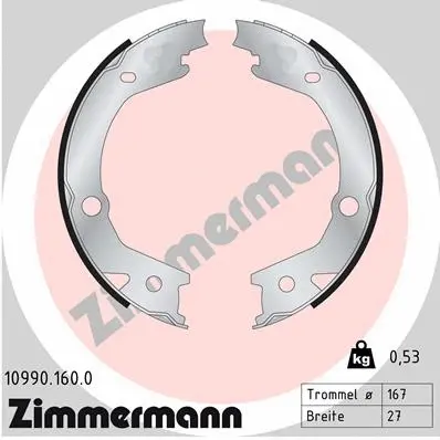 Jeu de mâchoires de frein, frein de stationnement ZIMMERMANN 10990.160.0
